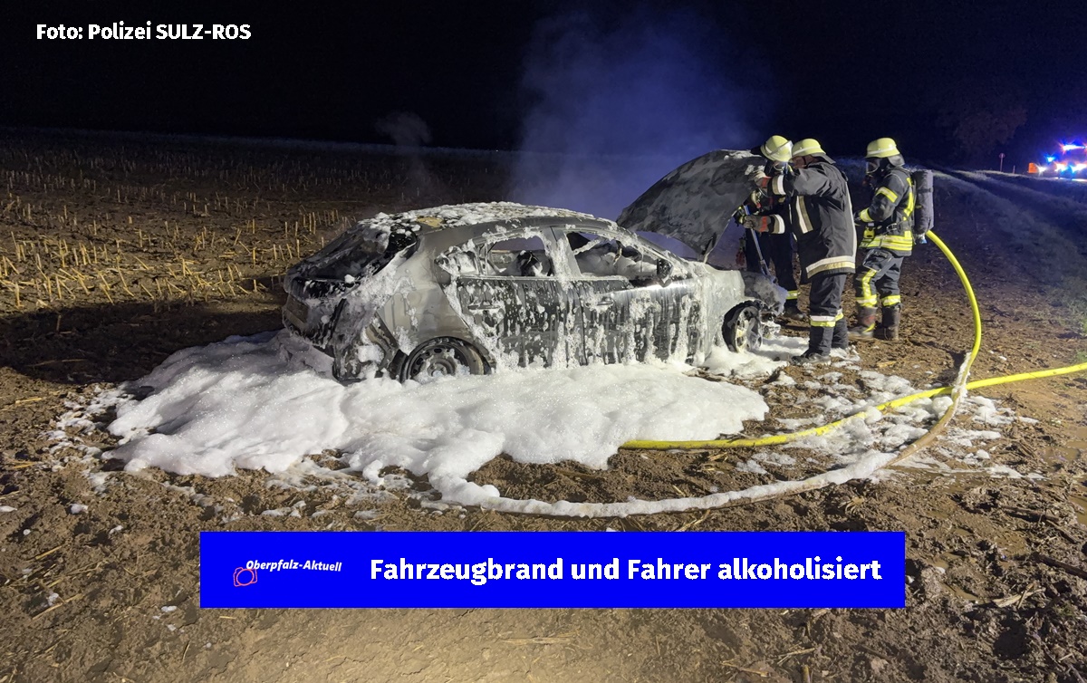 Pkw brennt nach Unfall aus – Fahrer hatte knapp ein Promille