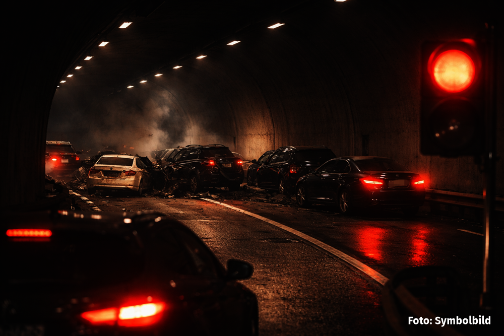 Prüfening Tunnel Polizei Unfall